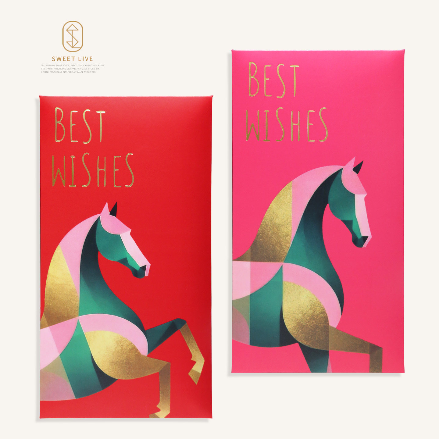 创意几何马图案新款红包利是封新年祝福高端设计款红包袋