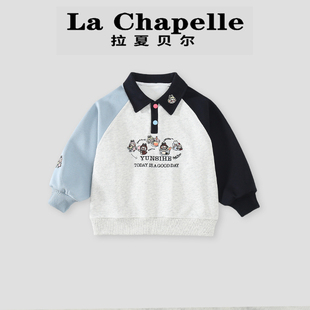 儿童春秋拼接卡通上衣 女童卫衣2025新款 洋气秋装 韩版 学院风POLO衫