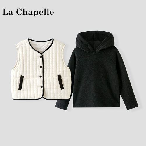 La Chapelle【拉夏贝尔】冬季女童夹棉马甲连帽卫衣两件套LA3778