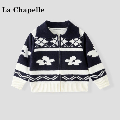 La Chapelle【拉夏贝尔】秋冬季时尚女童韩版拼色针织开衫LA3775