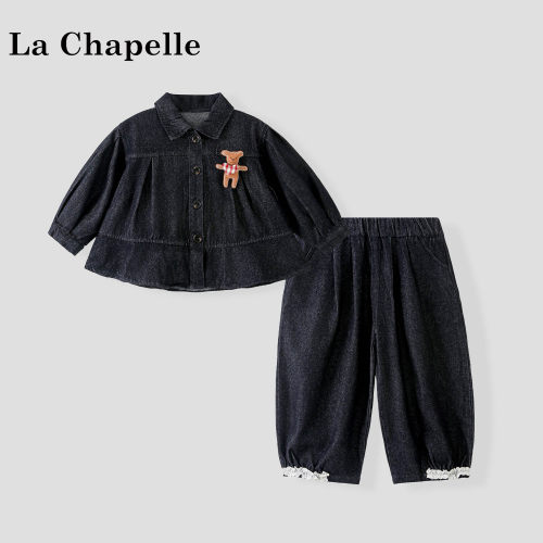 La Chapelle【拉夏贝尔】秋冬季女童韩版休闲牛仔两件套LA3779
