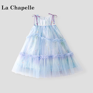 La Chapelle【拉夏贝尔】时尚夏季洋气女童碎花网纱连衣裙LD2418