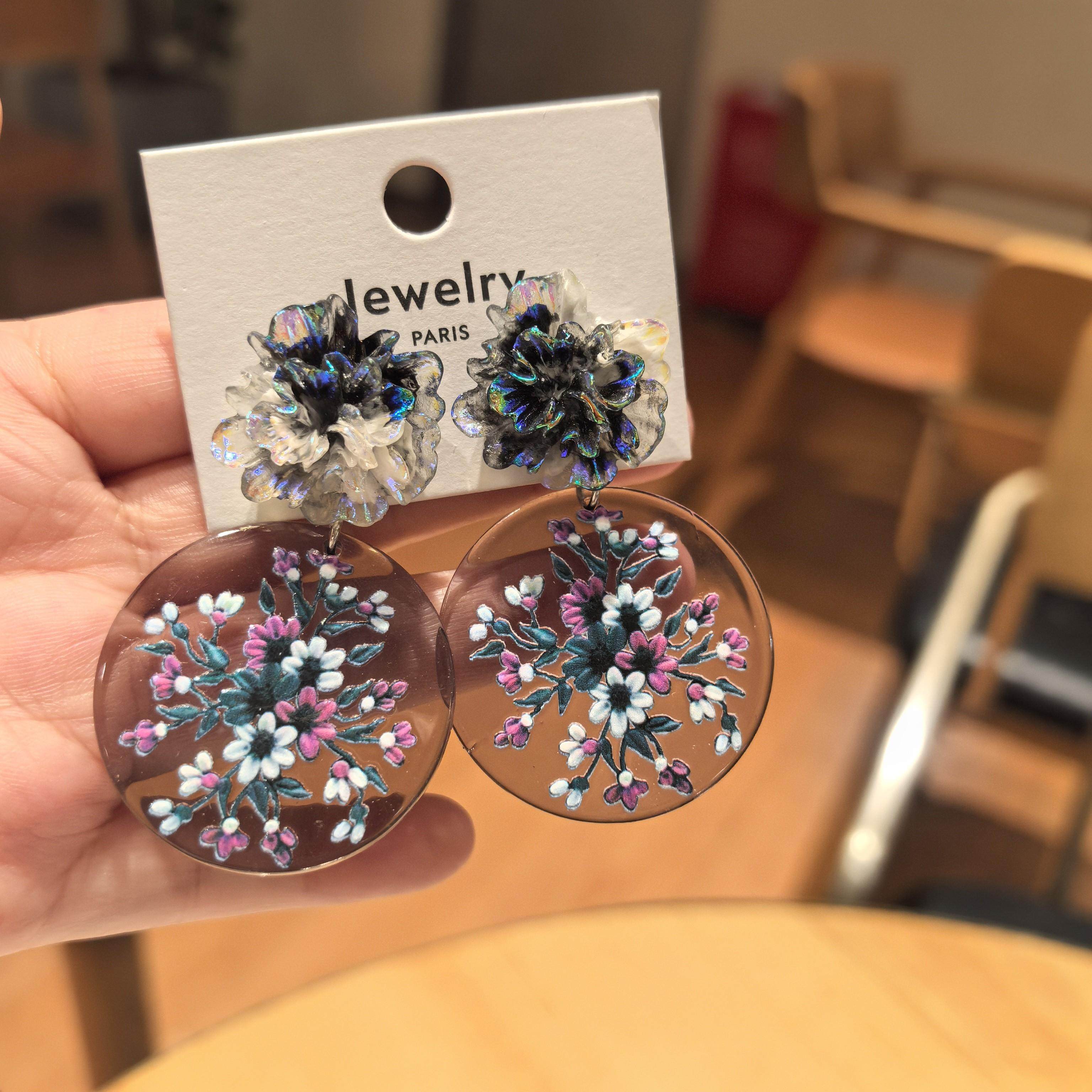 沐琪手作新中式国风复古花朵气质水墨亚克力耳饰耳夹女,饰品/流行首饰/时尚饰品新,耳环,淘宝优惠券,粉丝福利购,淘宝优惠卷