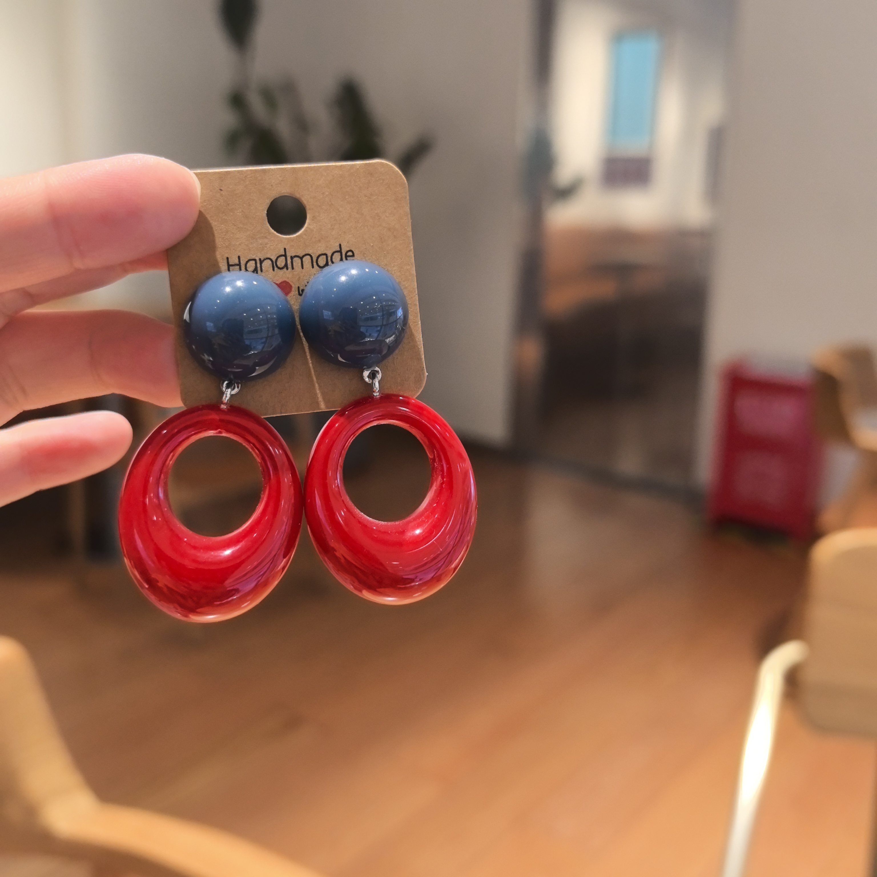 日韩摩登80年代复古文艺撞色圈圈耳环女高级感耳夹