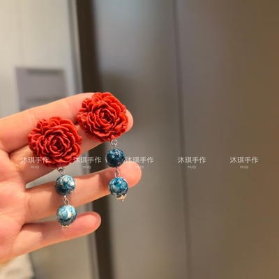 沐琪2025秋冬新品红色玫瑰花朵