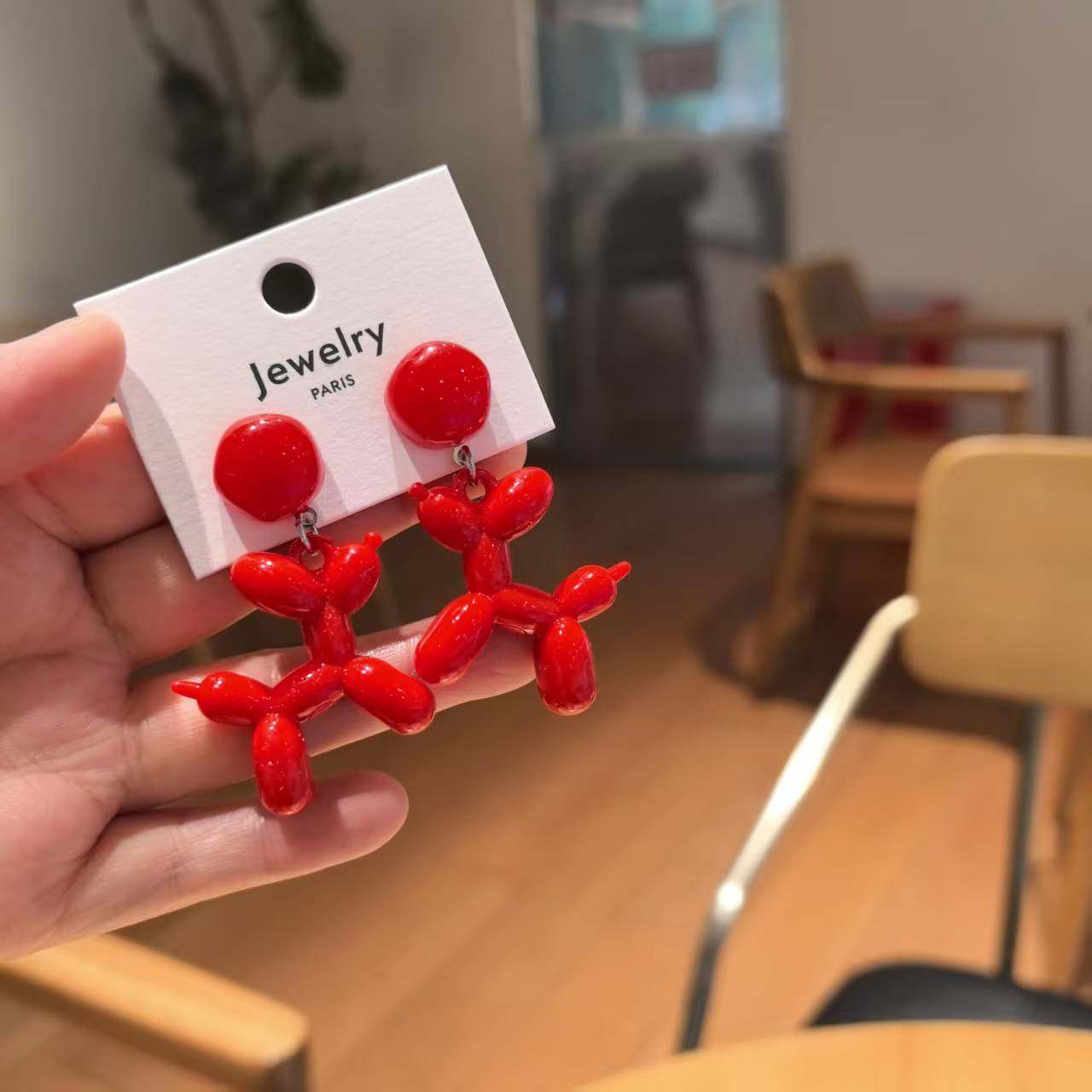 【气球小狗】秋冬新款大红色气球狗可爱气质个性耳环新年款耳夹,饰品/流行首饰/时尚饰品新,耳环,淘宝优惠券,粉丝福利购,淘宝优惠卷