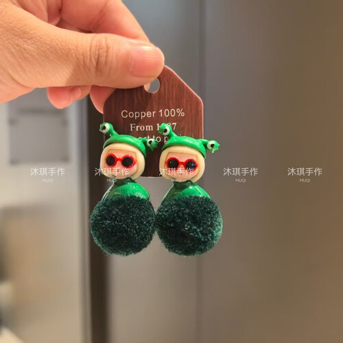复古可爱小青蛙女孩耳钉