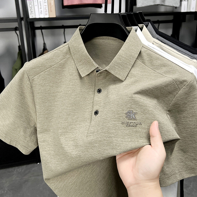 桑蚕丝短袖t恤男翻领夏季高档男Polo衫