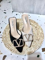 New slippers for women to wear out summer lazy fashion net red cool slippers pointed Baotou half slippers for women Muller shoes