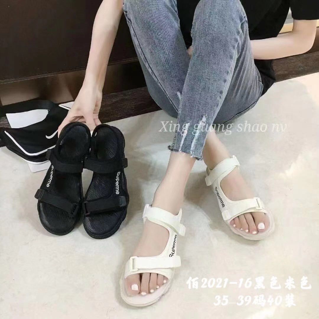 運動涼鞋女夏新款夏季平底百搭休閒沙灘女鞋潮軟底輕便