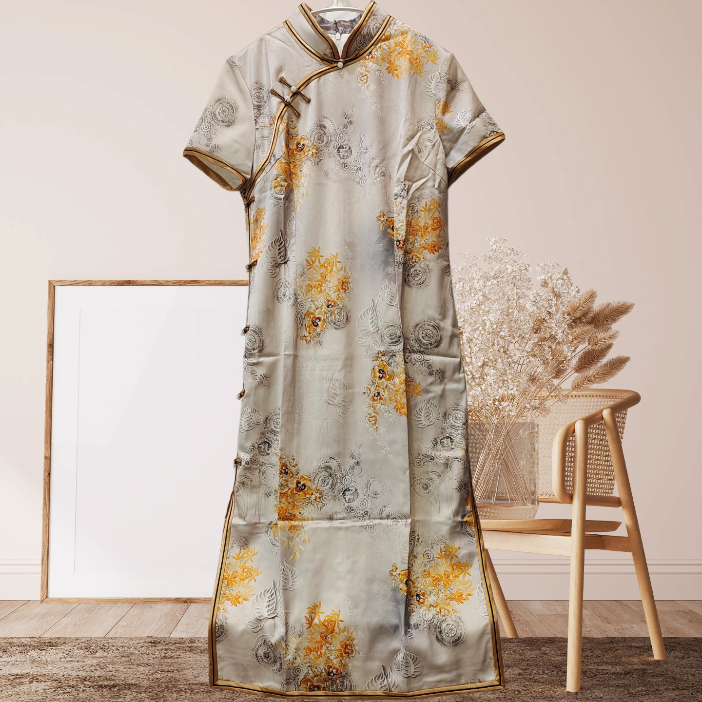 国风旗袍女夏季复古修身气质日常新中式改良旗袍裙现货2XL码撤柜