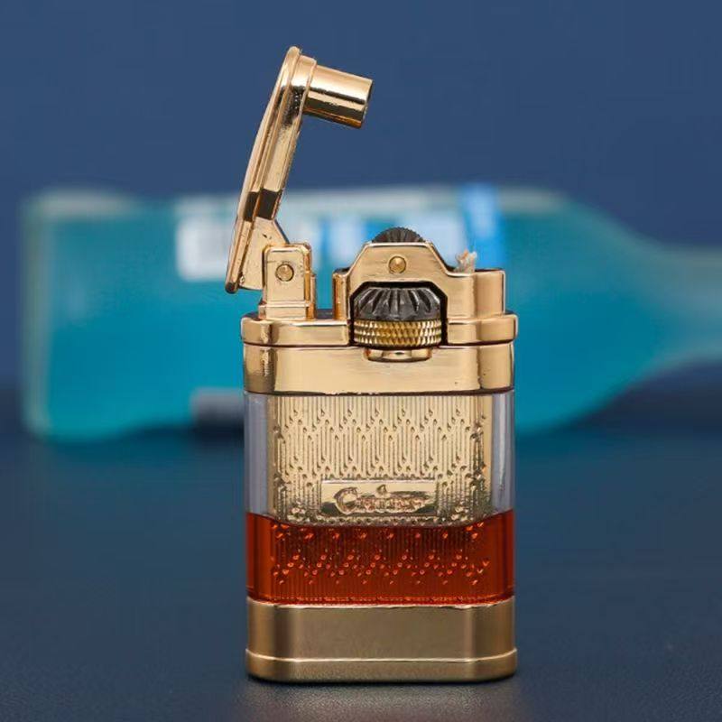 首领新款煤油打火机创意侧滑滚轮点火透明油仓个性定制送男友礼物