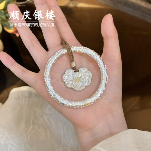 顺庆银楼足银9999洛阳花手镯复古