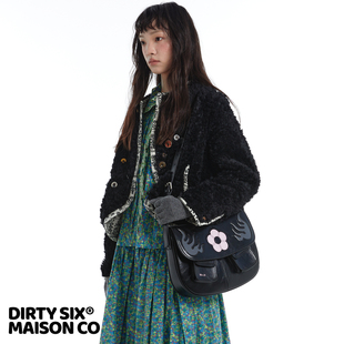 DirtySix 原创 火焰与花 中古撞色牛皮马鞍包 火花魁