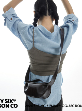 DirtySix /原创 岩烧比司吉 小号 牛皮 半月小型挎包