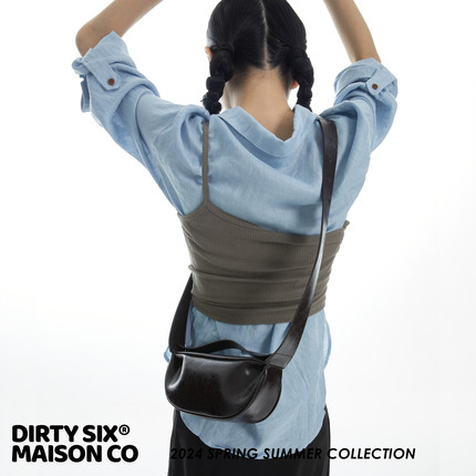 DirtySix /原创 岩烧比司吉 小号 牛皮 半月小型挎包