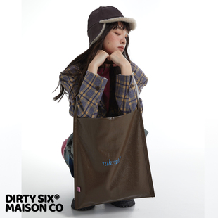 5色 DirtySix rahrah 袋袋 原创大容量软皮托特包 撞色绣线