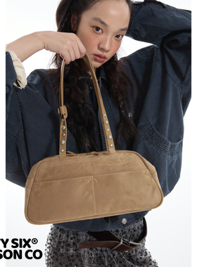 DirtySix 2025AW 原创 塞班小马包 绒面绣线 机车铆钉 保龄球包