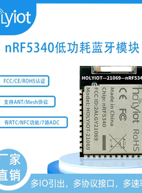nRF5340多IO多协议FCC CE认证多速率传输低功耗陶瓷天线蓝牙模块