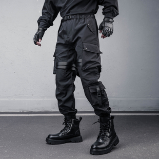 裤 潮牌长裤 男士 宽松休闲战术束脚裤 机能伞兵裤 小众设计多口袋工装