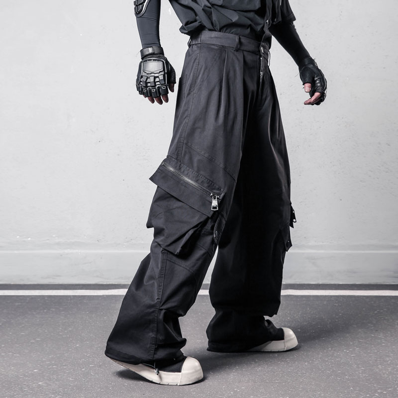 沙丘废土风高街大口袋工装直筒裤