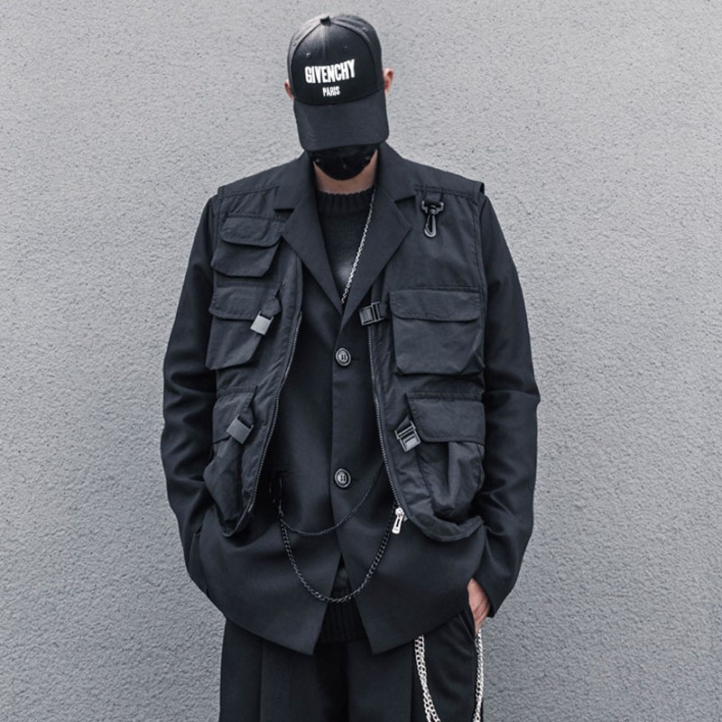 暗黑嘻哈军事机能风战术工装马甲