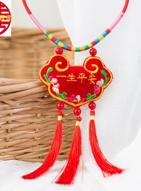 民族风项链项圈长命锁儿童小孩项链富贵平安锁 可定zhi内容CMS02