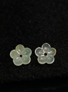一对冰种飘黄翡天然A货翡翠梅花