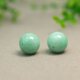 J051一对糯种阳绿天然A货翡翠素面珠子 大圆珠佛珠顶珠念珠