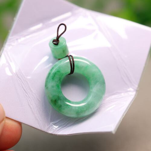 天然A货翡翠平安扣小环吊坠