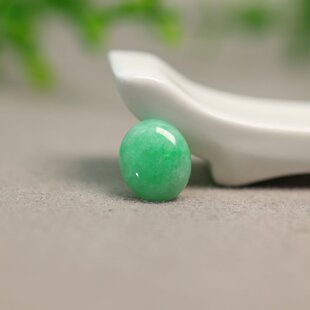 #J122糯种满色阳绿缅甸天然A货翡翠椭圆形蛋面戒面 镶嵌戒指裸石