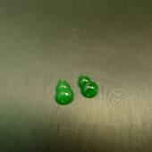 J918一对老坑冰种满绿缅甸天然A货翡翠葫芦戒面 镶嵌耳钉裸石