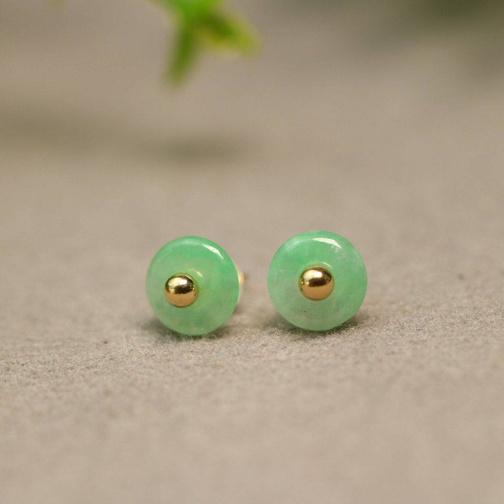 飘阳绿天然A货翡翠平安扣耳钉