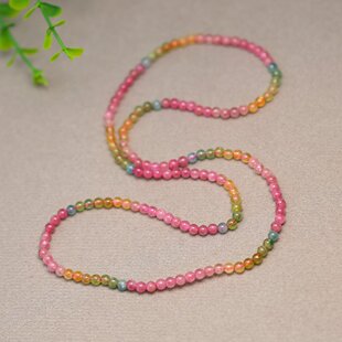 #J331一条彩色天然碧玺小米珠子项链多圈手链彩虹珠链
