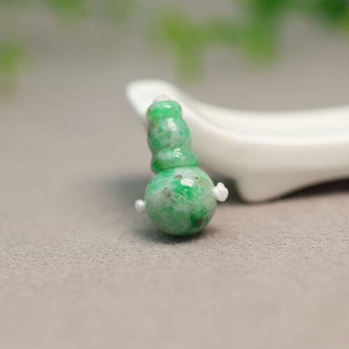 天然A货翡翠素面珠子三通佛头