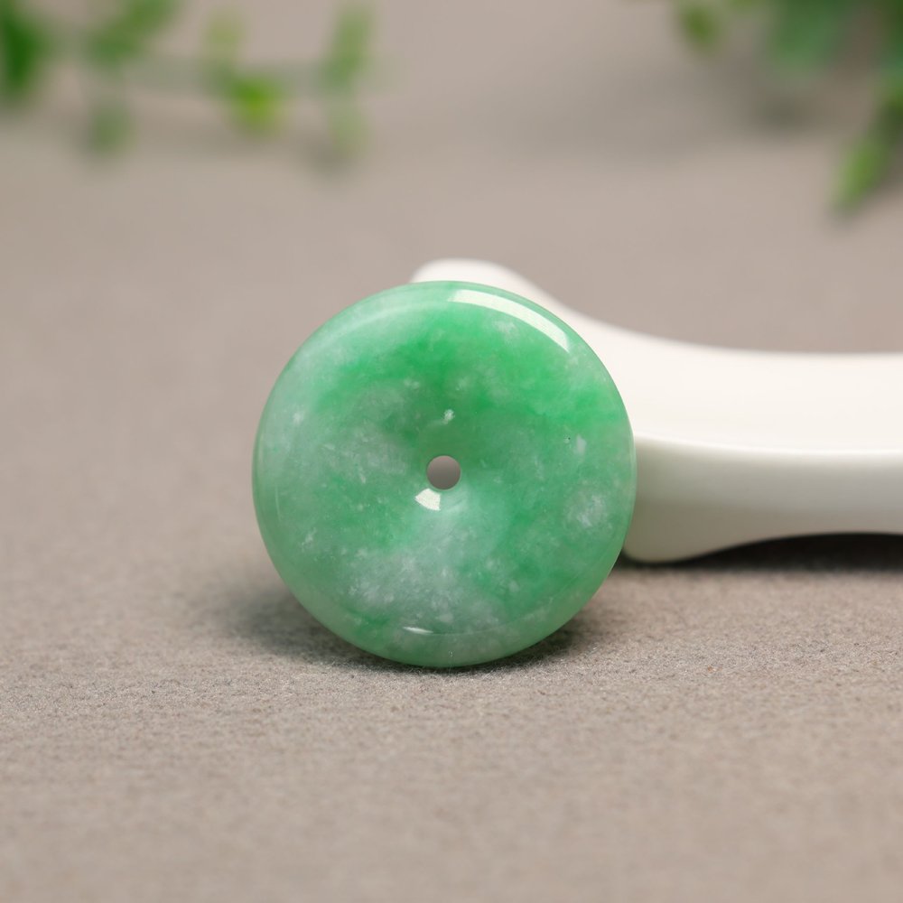 冰糯种天然A货翡翠平安扣吊坠