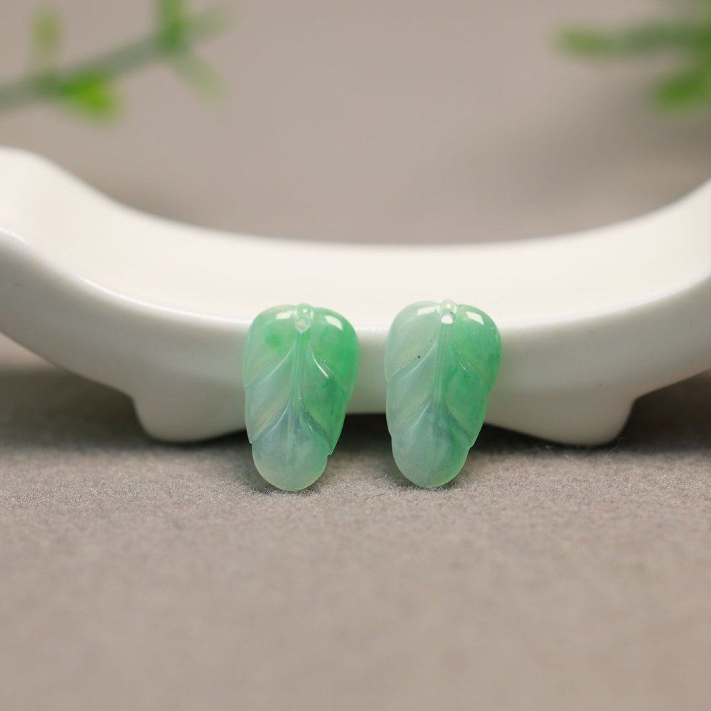 #G932冰种飘阳绿天然A货翡翠绿叶子 镶嵌耳坠裸石,珠宝/钻石/翡翠,翡翠裸石/蛋面,淘宝优惠券,粉丝福利购,淘宝优惠卷
