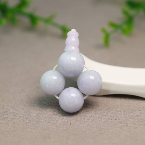 天然A货翡翠素面圆珠子三通佛头