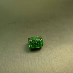 DIY配件 L089满绿缅甸天然A货翡翠龙纹雕花路路通圆柱形小桶珠