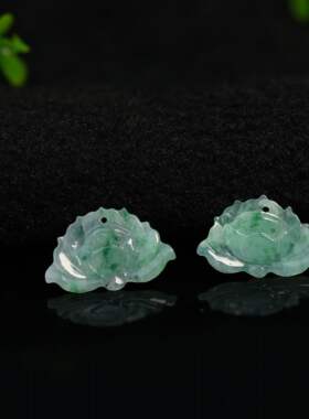 天然A货翡翠莲蓬莲花耳坠花片