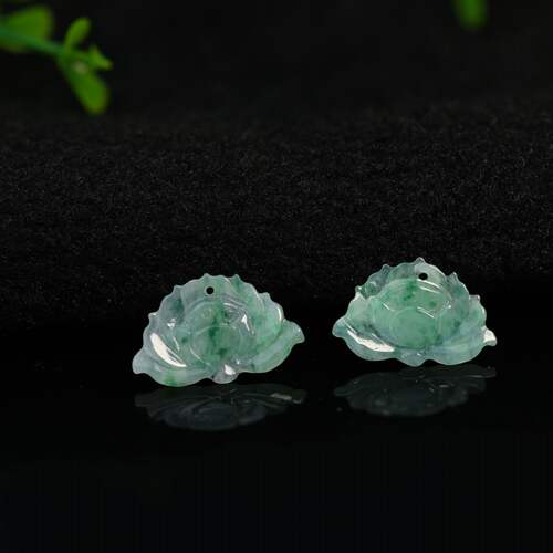 天然A货翡翠莲蓬莲花耳坠花片