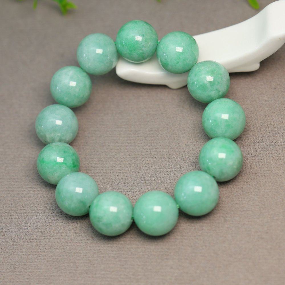 翡翠素面大圆珠子佛珠手链
