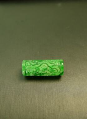 #L729 满绿缅甸天然A货翡翠雕花钱币路路通