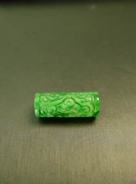 #L729 满绿缅甸天然A货翡翠雕花钱币路路通