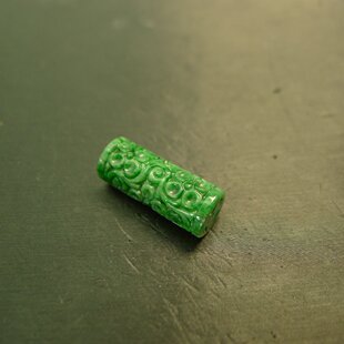 J096糯底满绿缅甸天然A货翡翠路路通桶珠吊坠