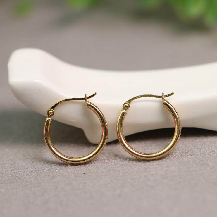 特价一对18K黄金耳扣耳环 18k金万能圈