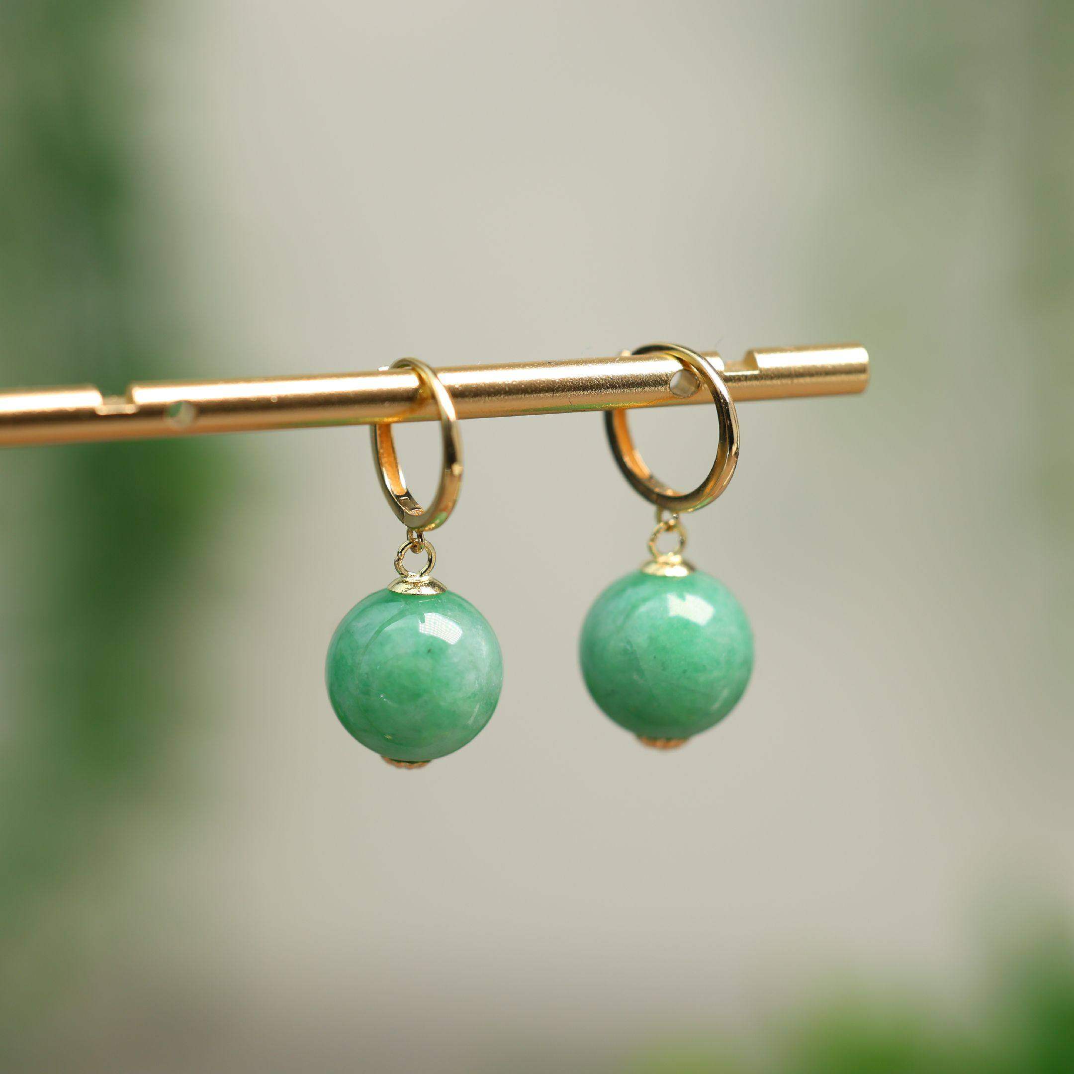 #K265 18K金镶嵌满绿缅甸天然A货翡翠素面珠子耳坠耳扣款耳饰,珠宝/钻石/翡翠,耳饰,淘宝优惠券,粉丝福利购,淘宝优惠卷