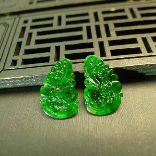 缅甸天然A货翡翠福在眼前花片