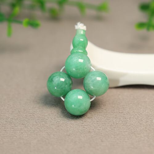 天然A货翡翠素面珠子三通佛头