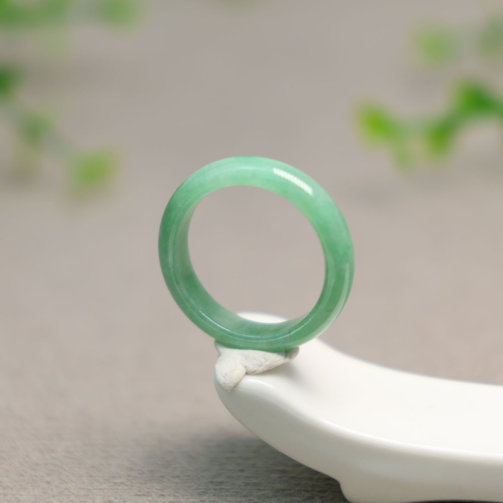 冰糯种满绿天然A货翡翠戒指指
